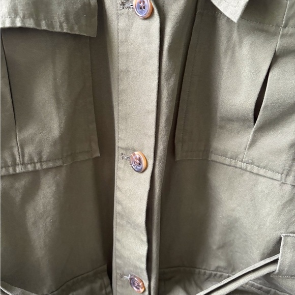A New Day Women’s Olive Green Utility Jacket Size L Pockets Belted Buttons - Picture 10 of 13